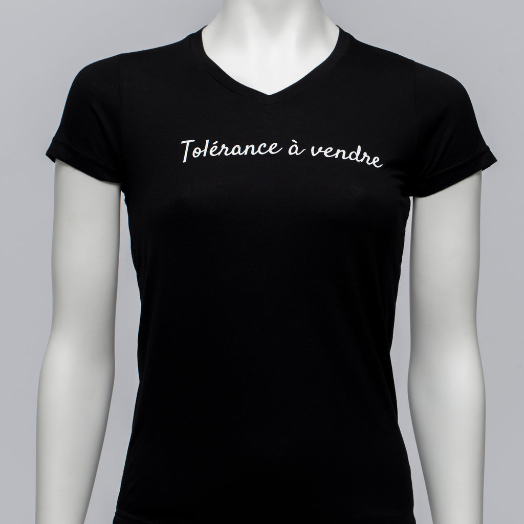 T-shirt noir Collection réconfort, pour femmes, Tolérance à vendre